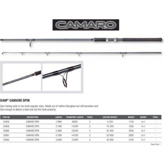 Dam Camaro Spın 1.80 m 5-25 Gr Spin Kamışı Dam Camaro Spın 1.80 m 5-25 Gr Spin Kamışı